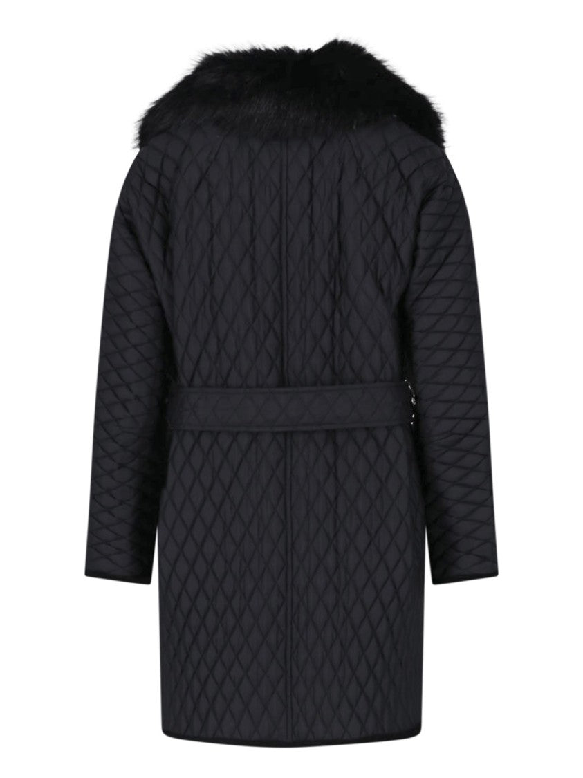 Burberry Black Quilted Faux-Fur Coat