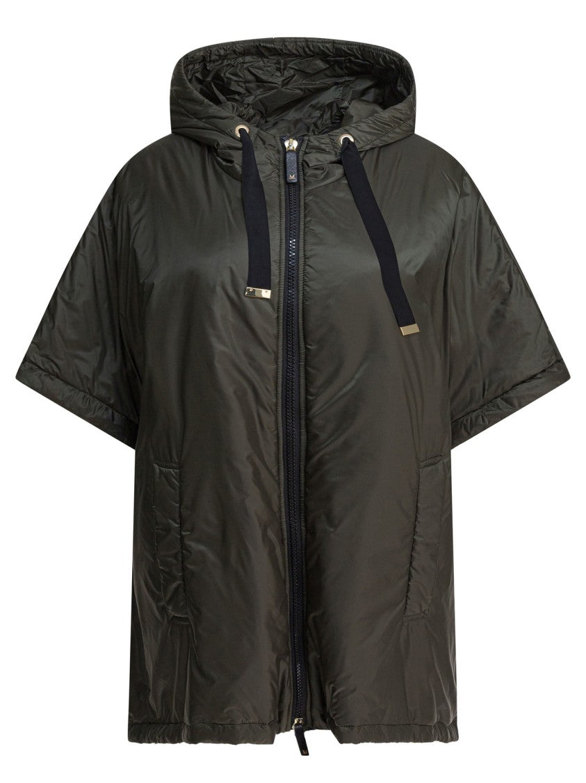 Max Mara Short-Sleeved Green Coat With Hood