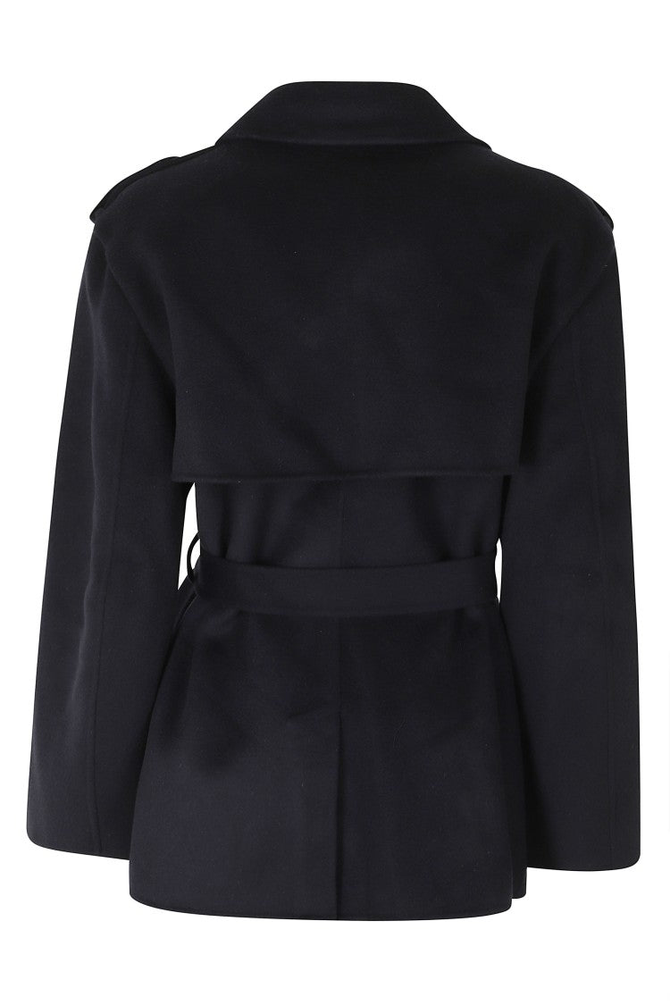 Ivy & Oak Blue Notched Collar Short Wool Coat