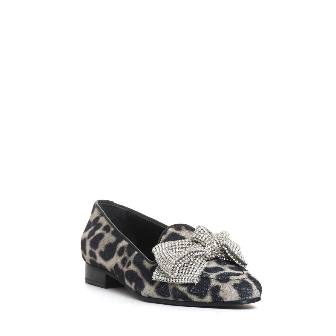 Agl Bow Moccasin Rhinestone And Leopard Print