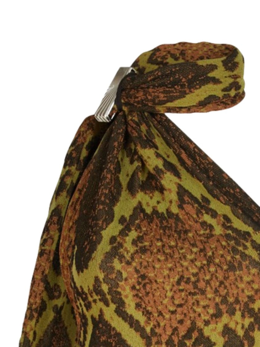 The Attico One-Shoulder Mini Dress With All-Over Python Print