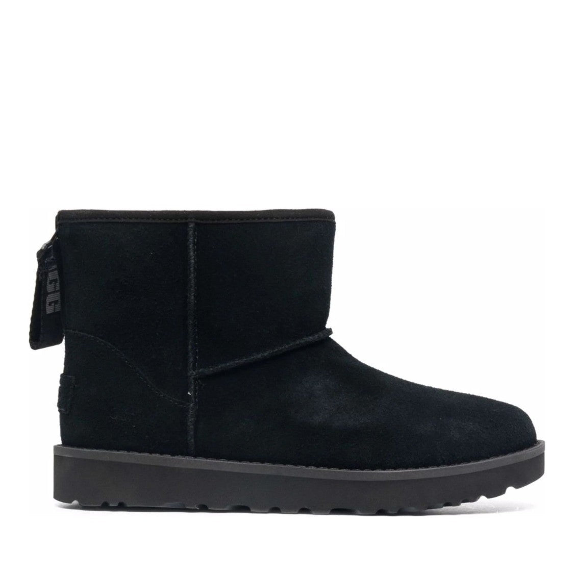Ugg Classic Mini Logo Zip Black Wool-Lined Leather Boots