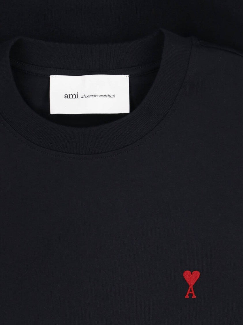 Ami Paris Ami De Cœur Black Cotton Long-Sleeved T-Shirt