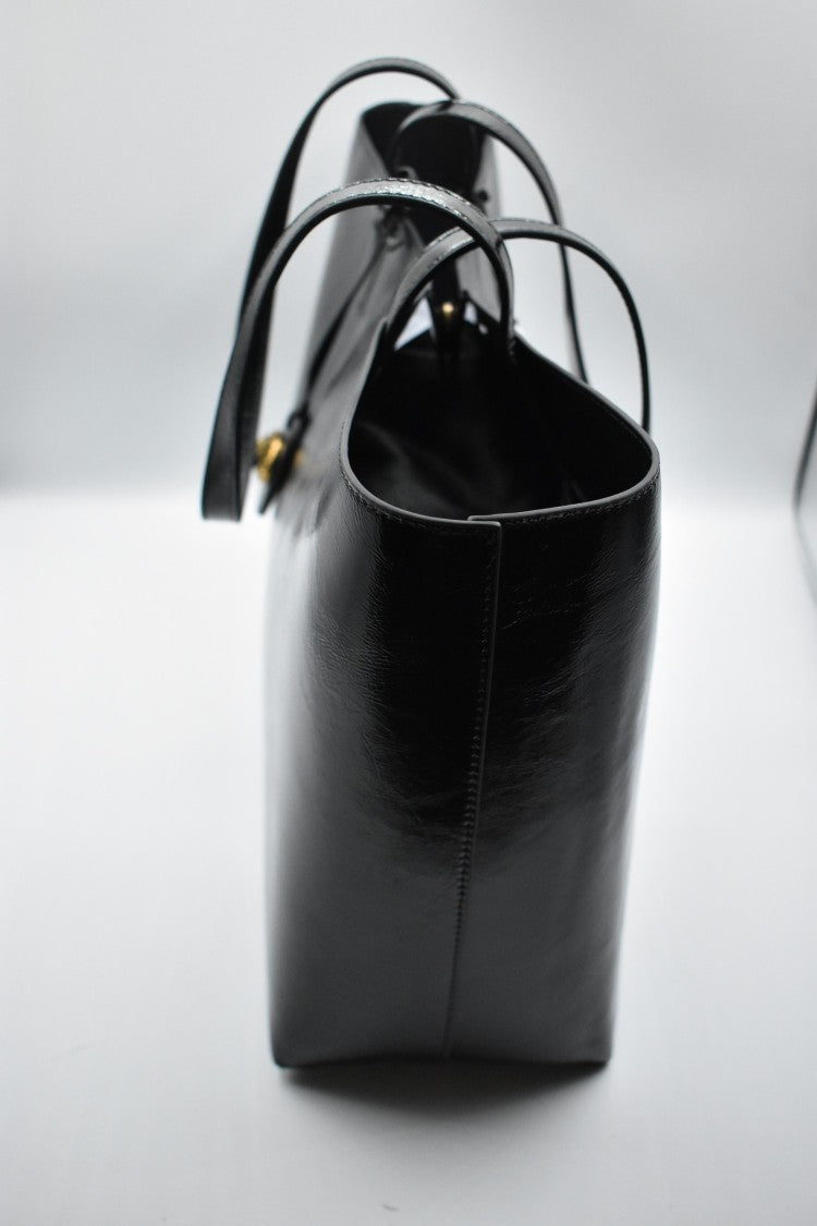 Kurt Geiger Glossy Black Structured Silhouette Handbag