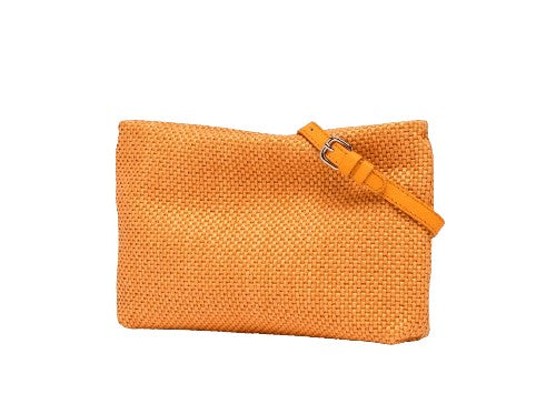 Gianni Chiarini Orange Woven Straw Clutch Bag
