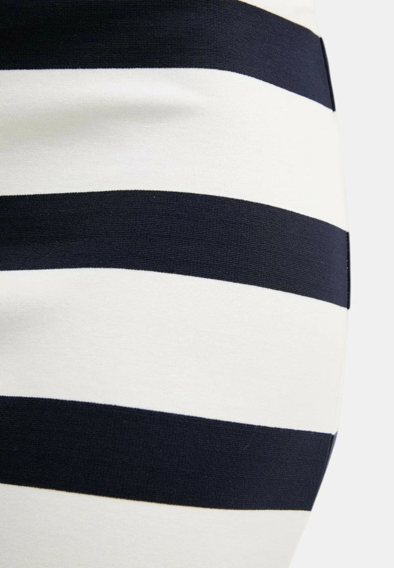 Max Mara Navy Striped Viscose Midi Skirt