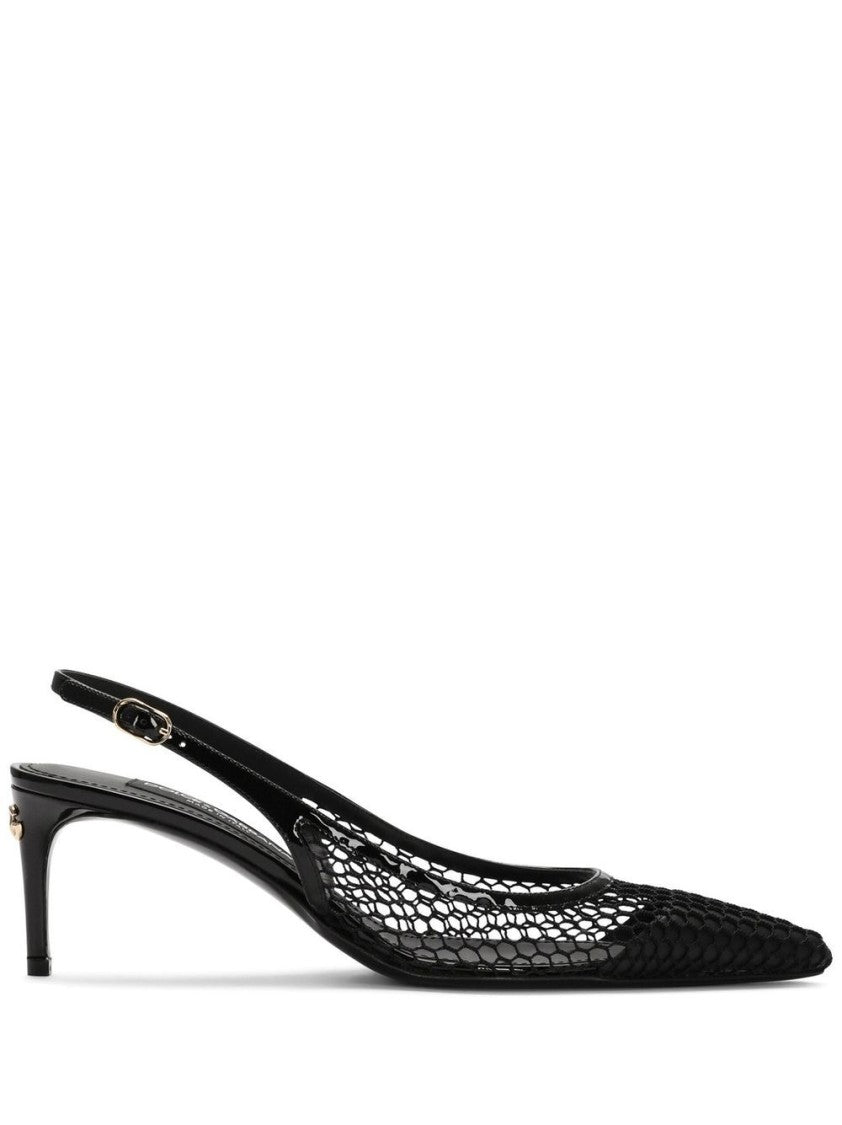 Dolce & Gabbana Black Low-Heeled Slingback Shoes