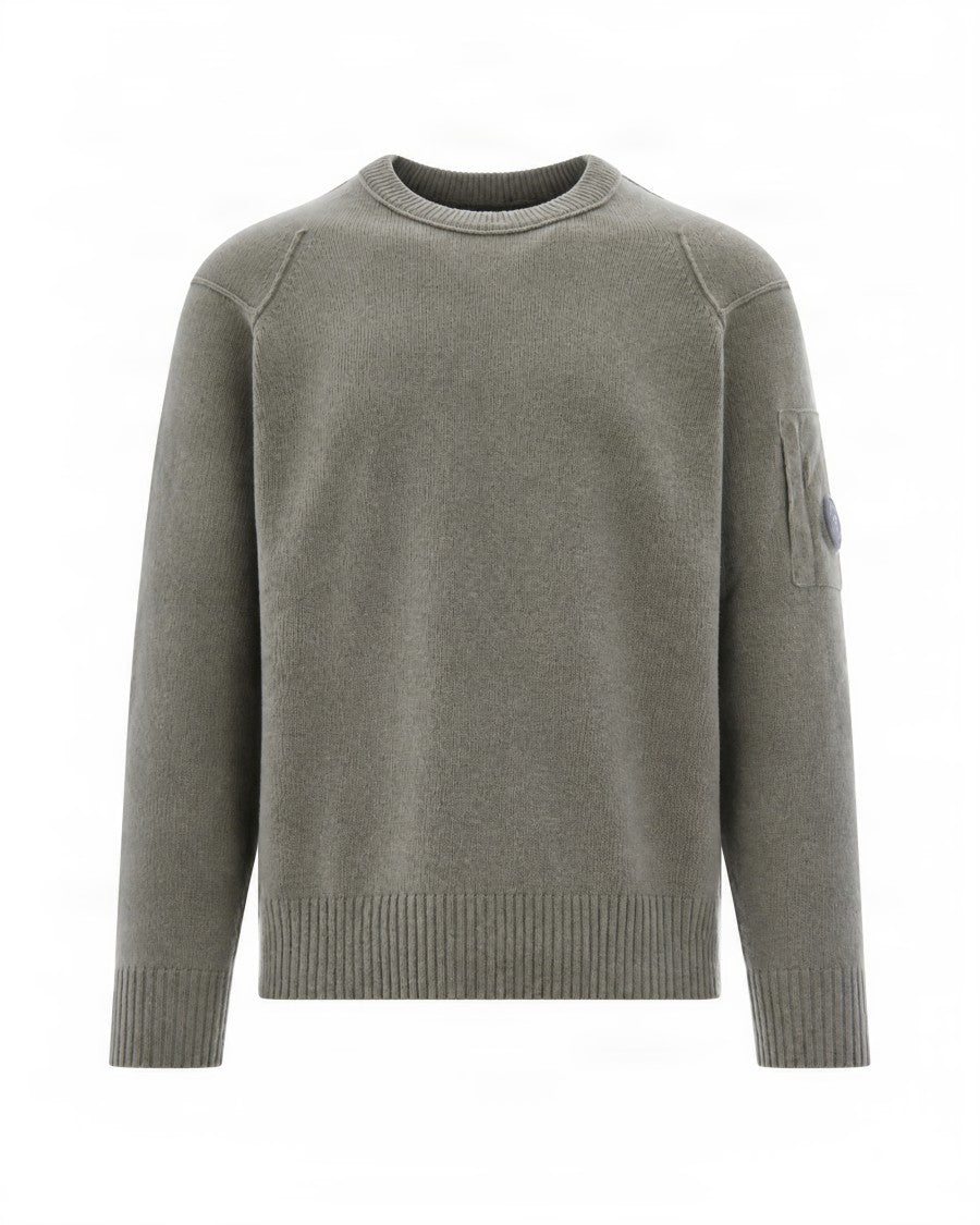 C.P. Company Fallen Rock Lens Crew Neck Wool-Blend Sweater