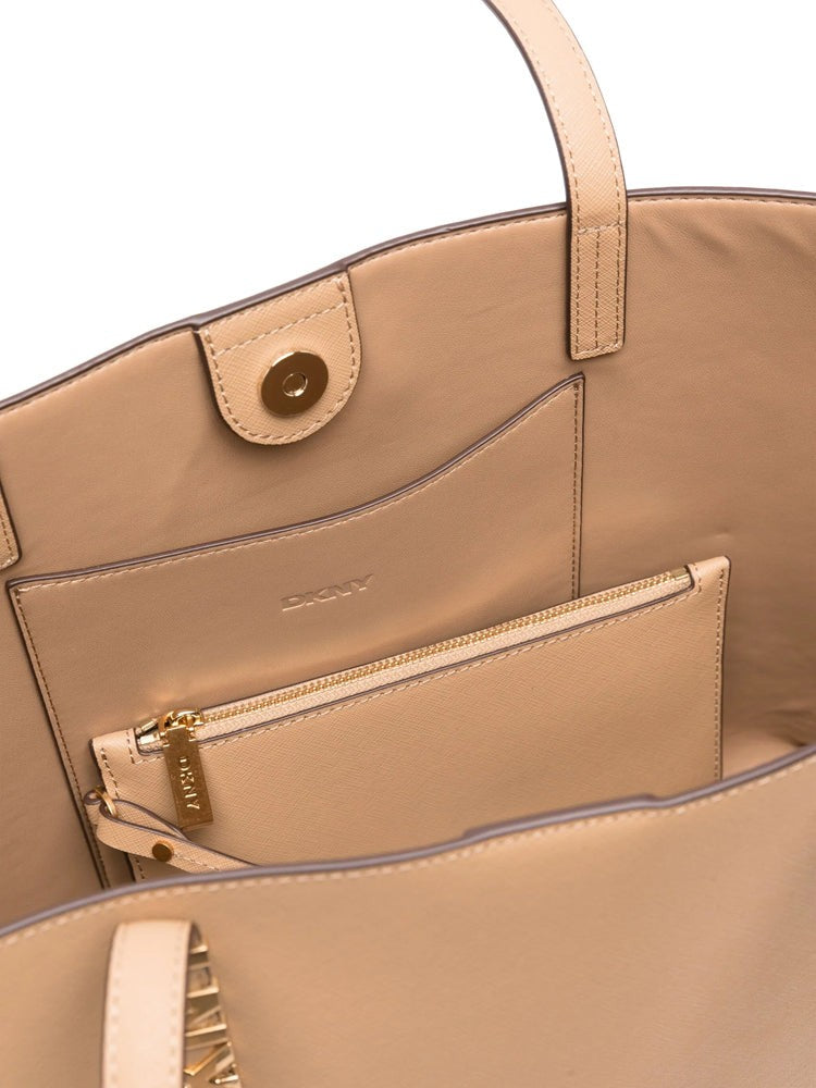Dkny Structured Brown Cow Leather Avril Tote Bag