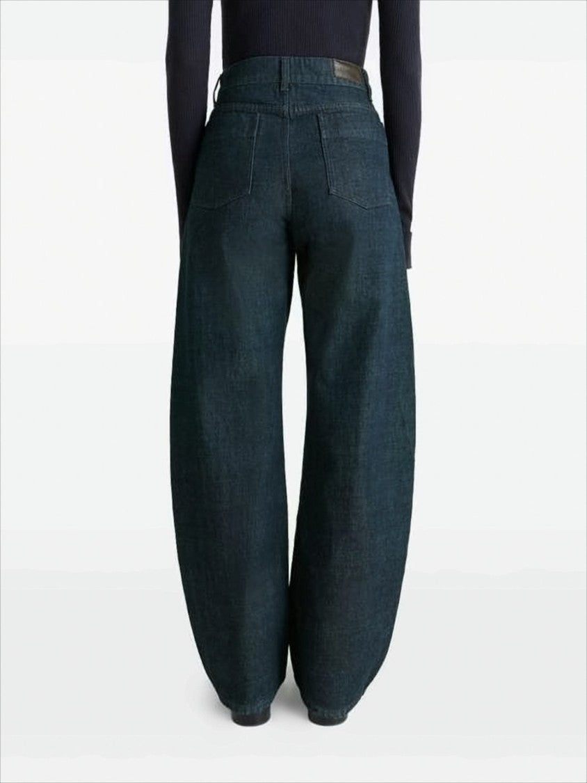 Lemaire High-Waisted Indigo Curved Trousers With Tapered Ankle