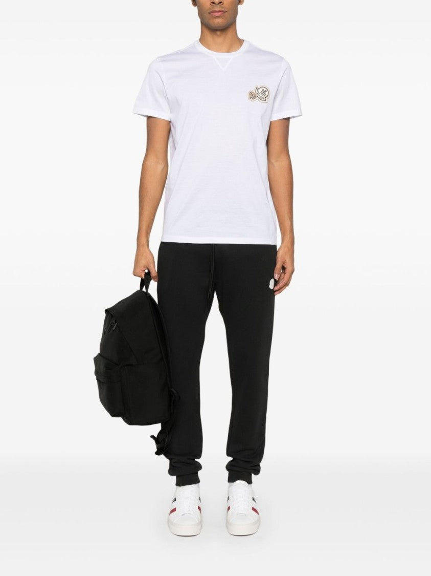 Moncler White Embroidered Patch Short-Sleeve T-Shirt