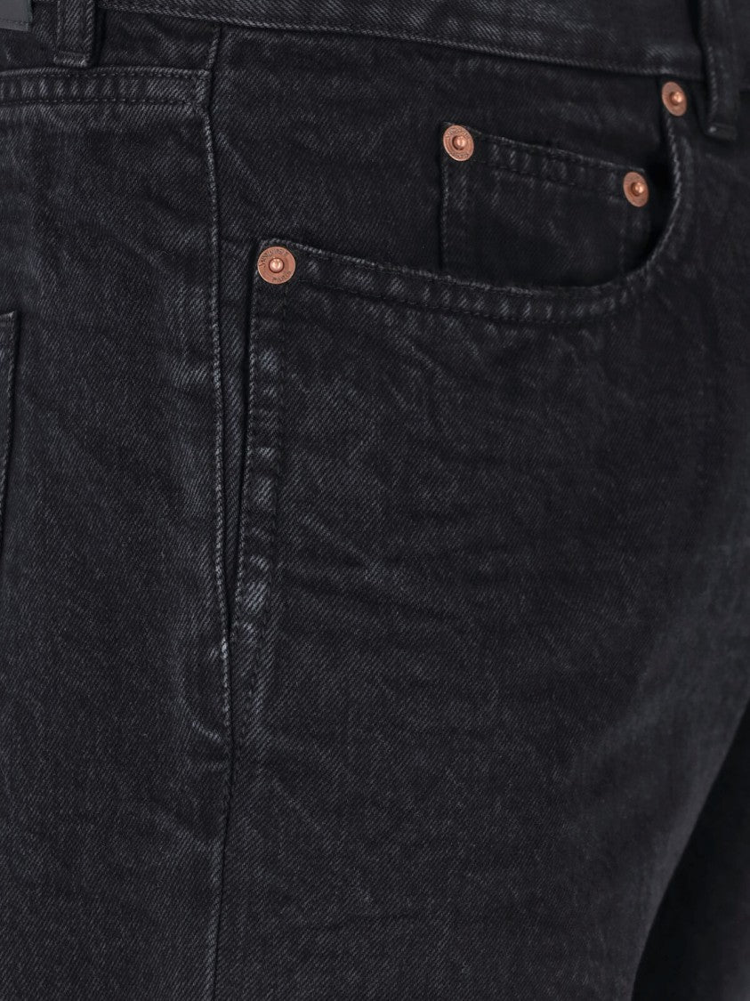 Saint Laurent Black Mid-Rise Cotton Denim Straight-Leg Jeans