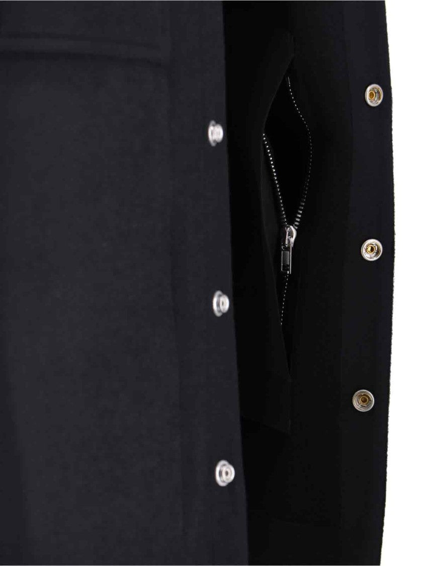 Rick Owens Structured Black Jacket With Classic Collar And Snap Closure