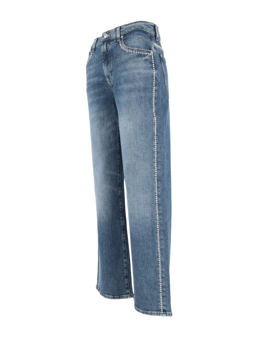 7 For All Mankind Stovepipe Straight Avenue Studded Jeans