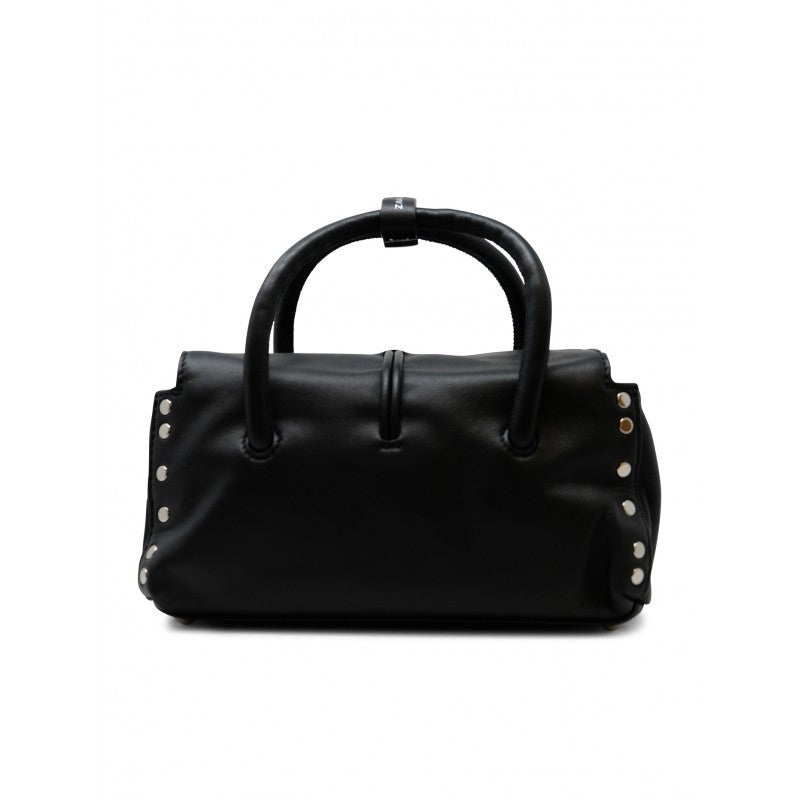 Zanellato Structured Black Lavagna Leather Dotta Saeta Baby Handbag