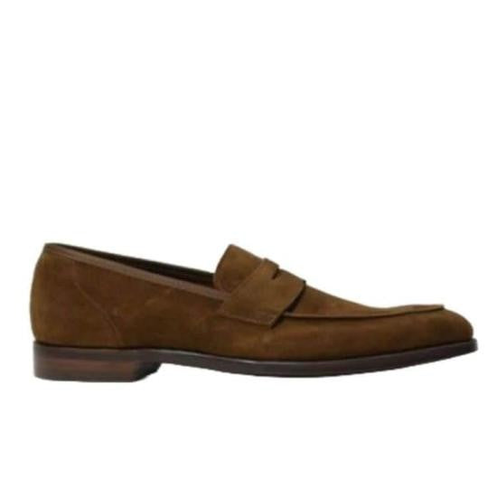 Crockett & Jones Brown Suede Loafers With Calf Leather Detail