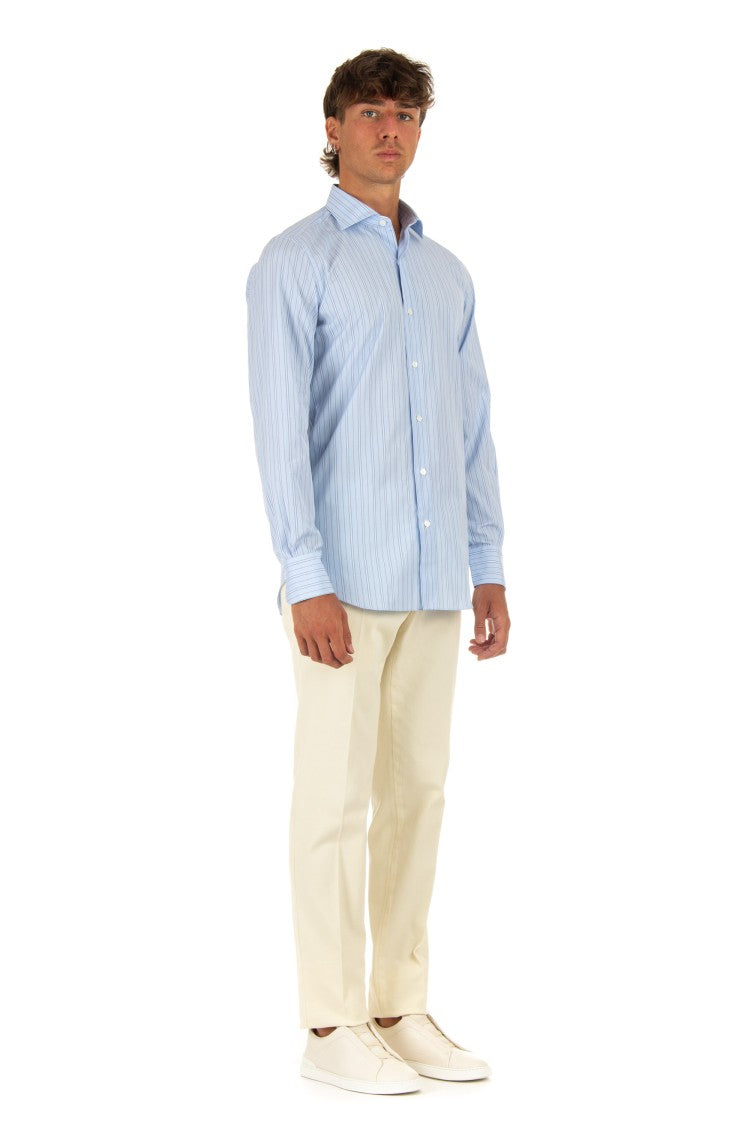 Finamore Striped Poplin Tailored Shirt Milano Line