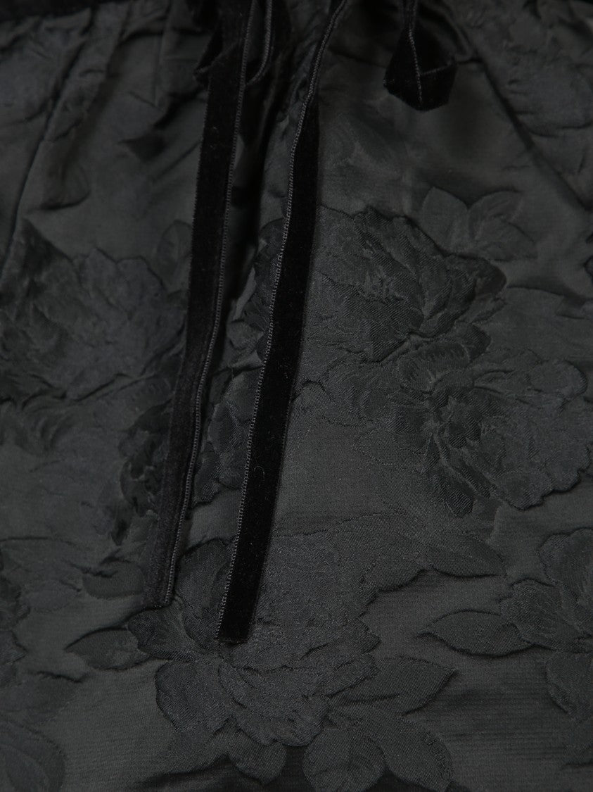 Ganni Black Deep V-Neck Top With Bow Detailing