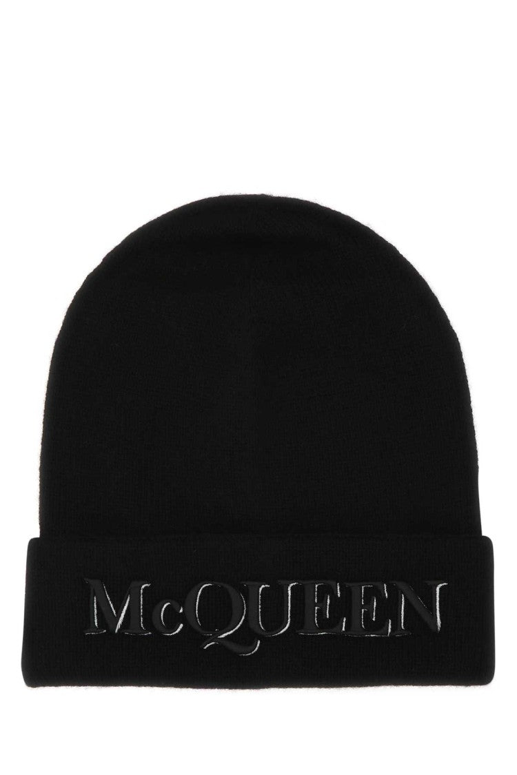 Alexander Mcqueen Black Cashmere Beanie Hat