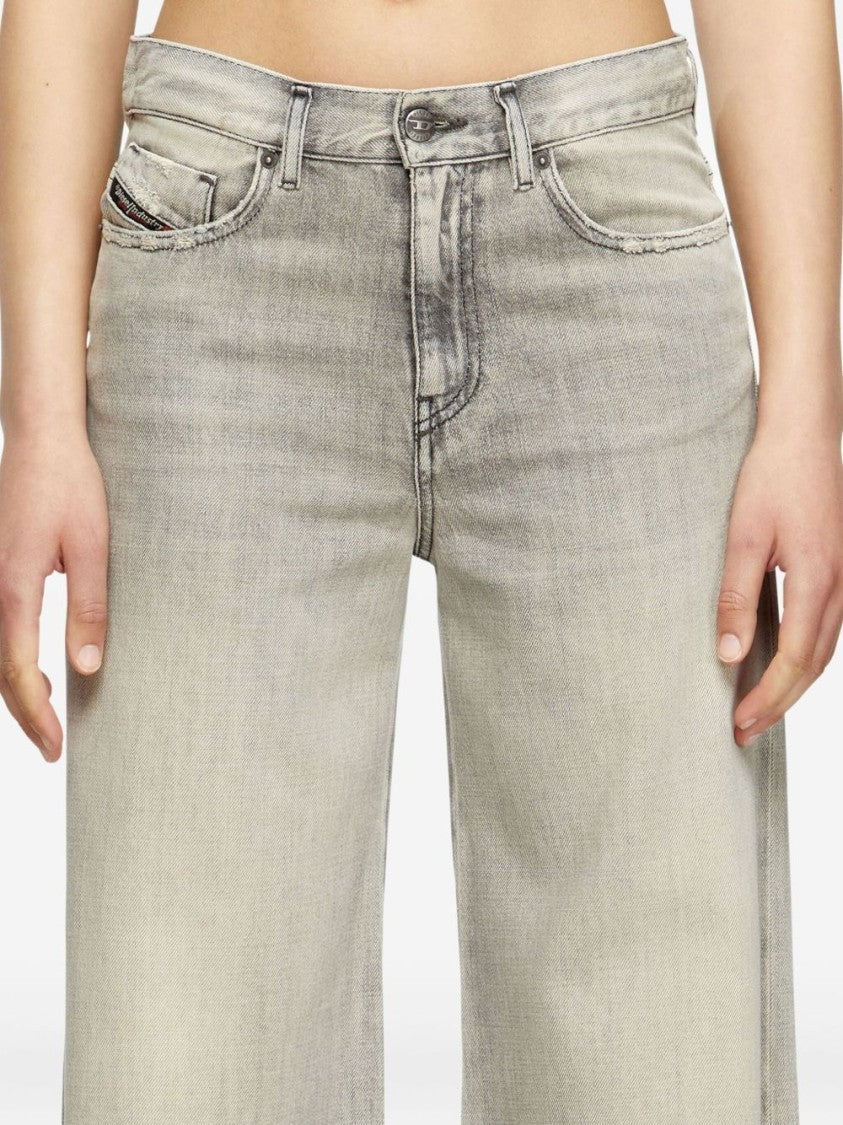 Diesel High-Waisted Wide-Leg Jeans With Faded Finish