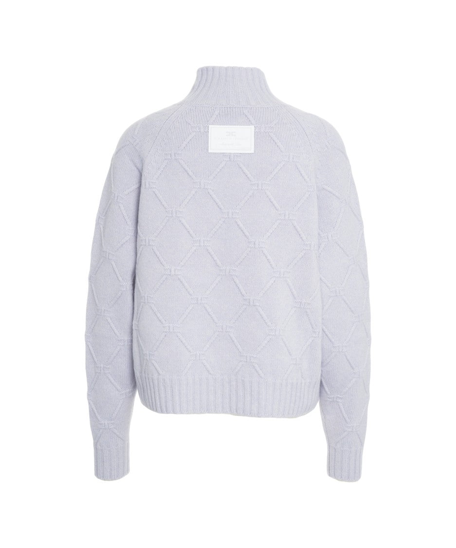 Elisabetta Franchi Knitted Sweater With High Ribbed Collar