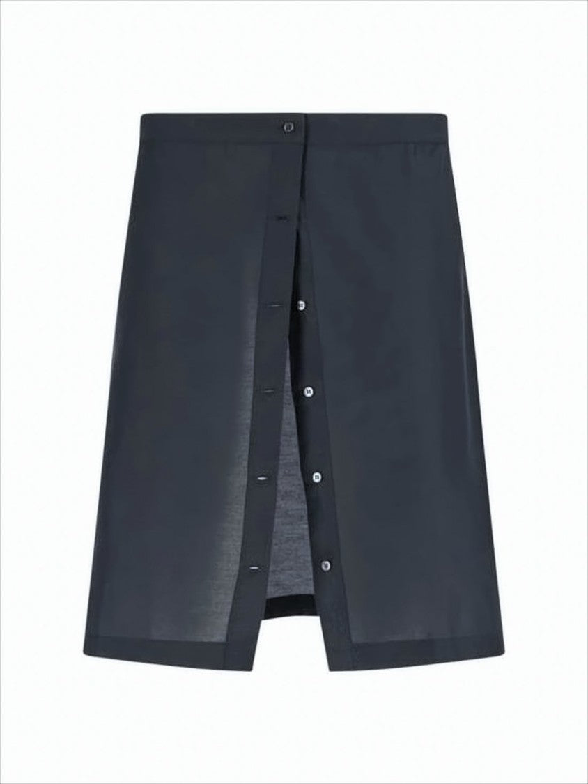 Paloma Wool Straight-Silhouette Black Midi Skirt With Button-Down Closure