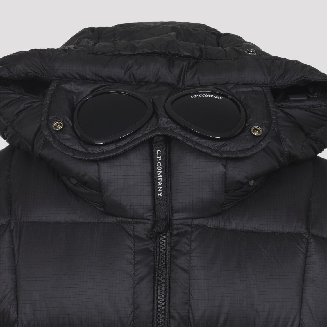 C.P. Company Black Wool Knit Jacket With Padded Hood