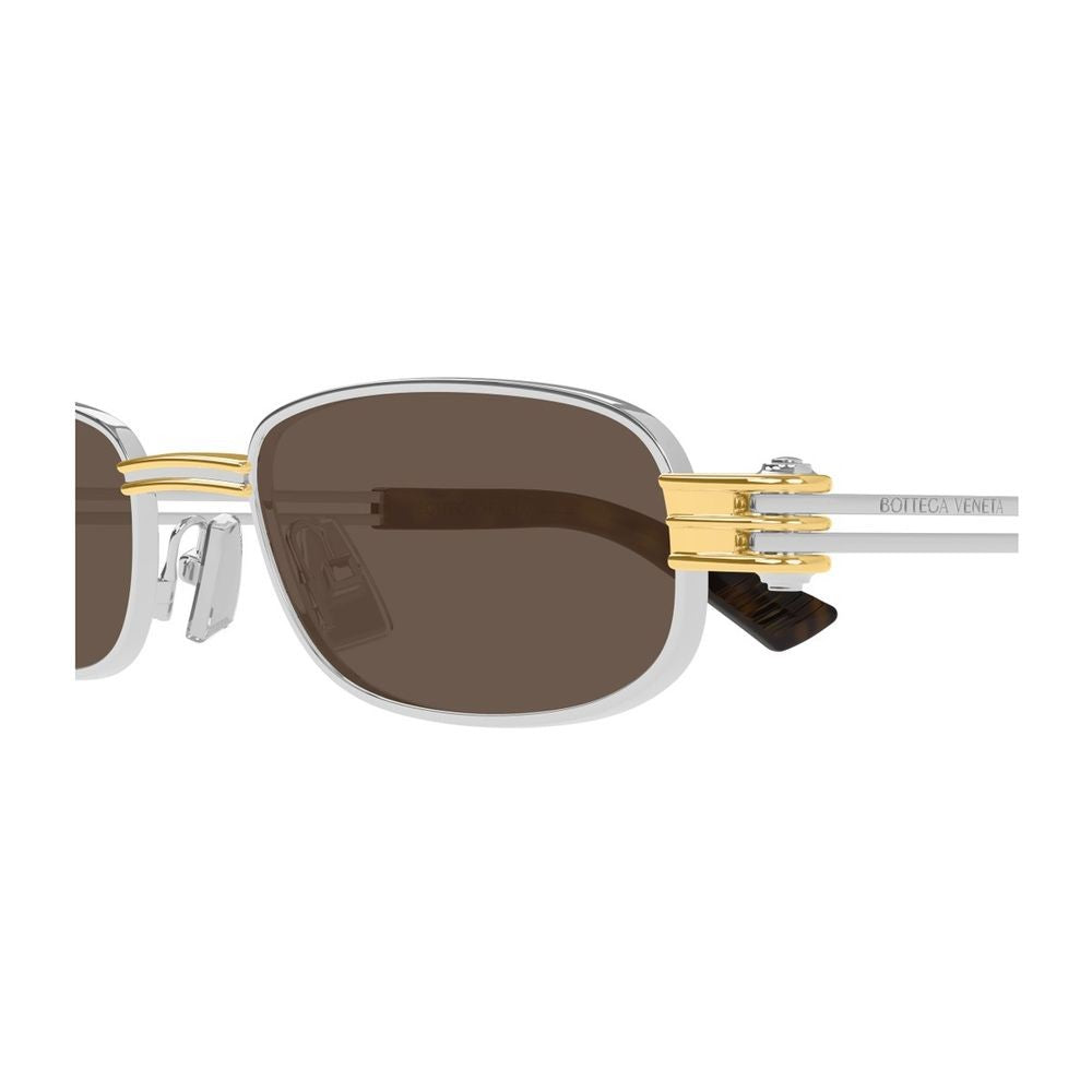 Bottega Veneta Bv1381s Linea Other 001 Silver Brown Bi-Color Metal Frame Sunglasses