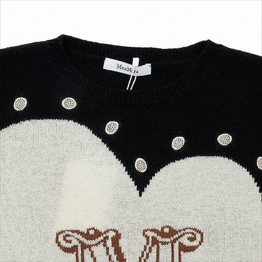 Max Mara Heart Design Knit Sweater With Decorative Lettering