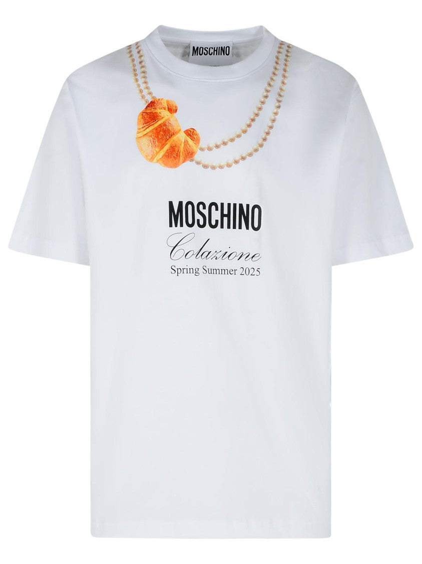 Moschino Crossaint' White Cotton T-Shirt