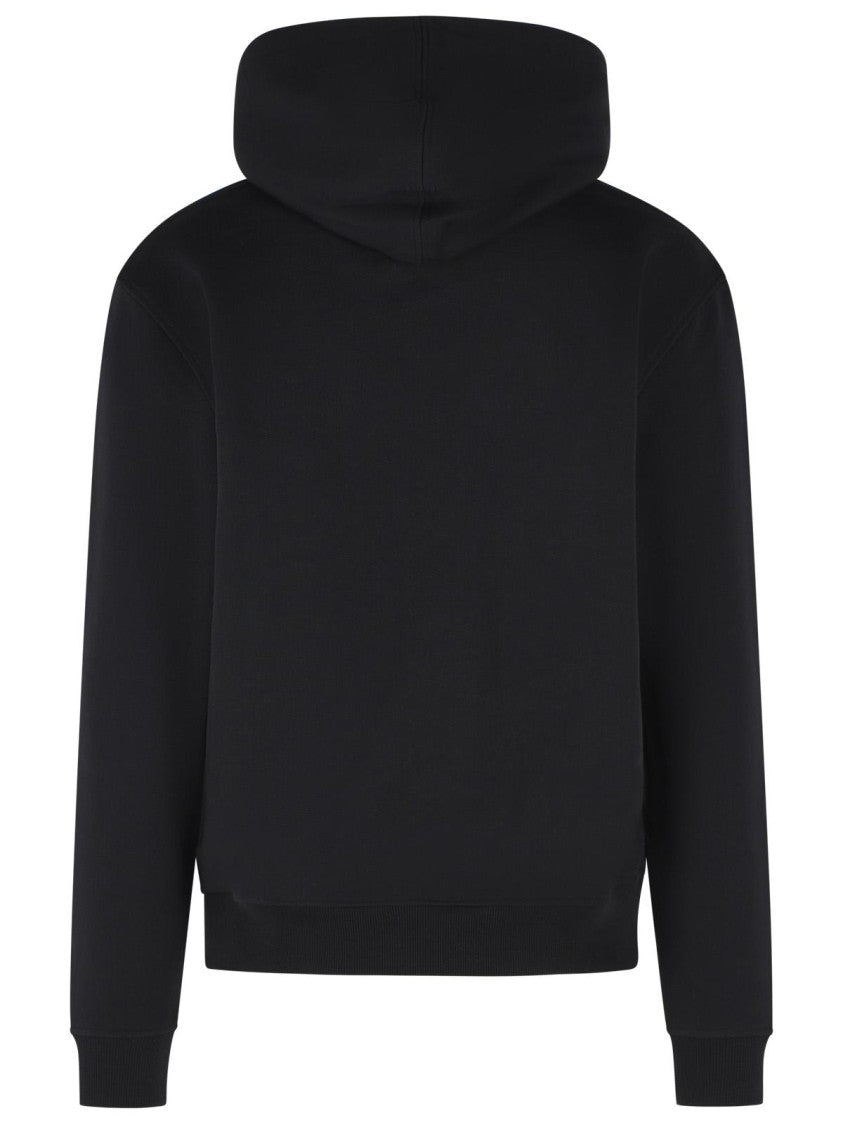 Ami Paris Black Cotton Hoodie With Drawstring And Pouch Pocket