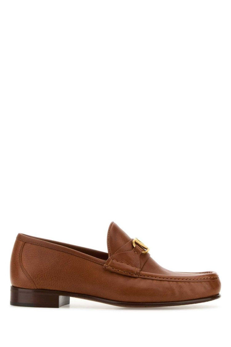 Valentino Garavani Caramel Leather Vlogo Loafers
