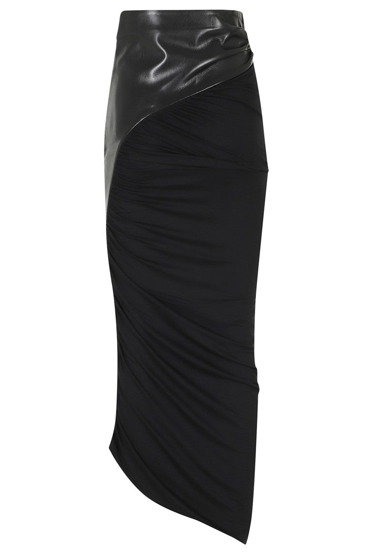 The Andamane Black Ursula Asymmetrical Draped Midi Skirt