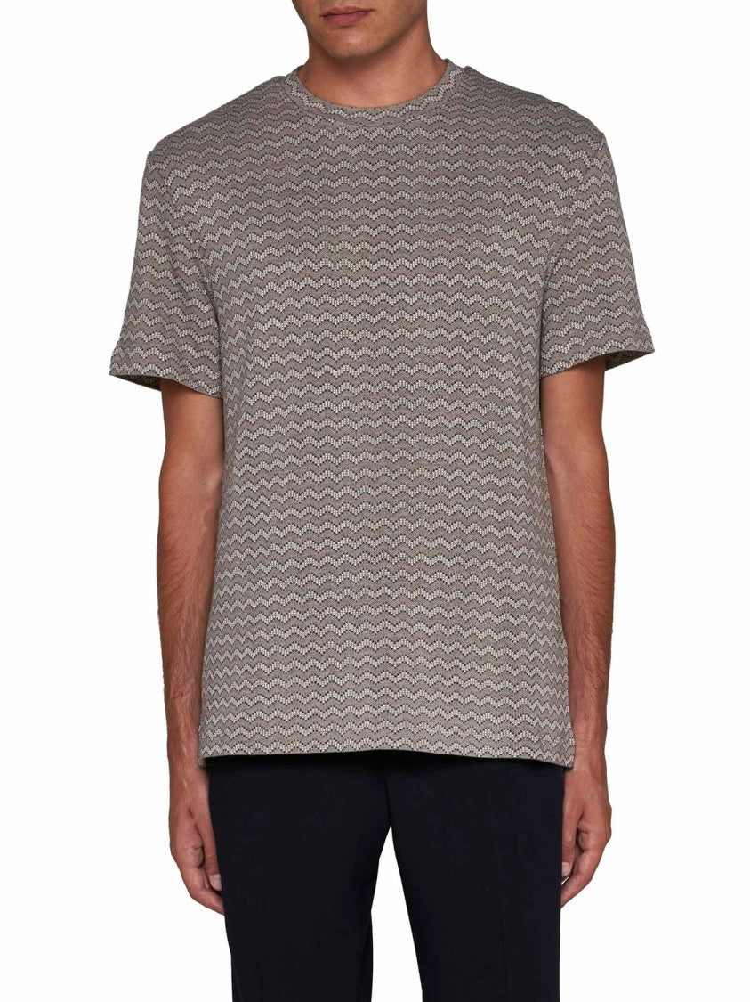 Giorgio Armani Short Sleeve Zigzag Pattern T-Shirt With Design