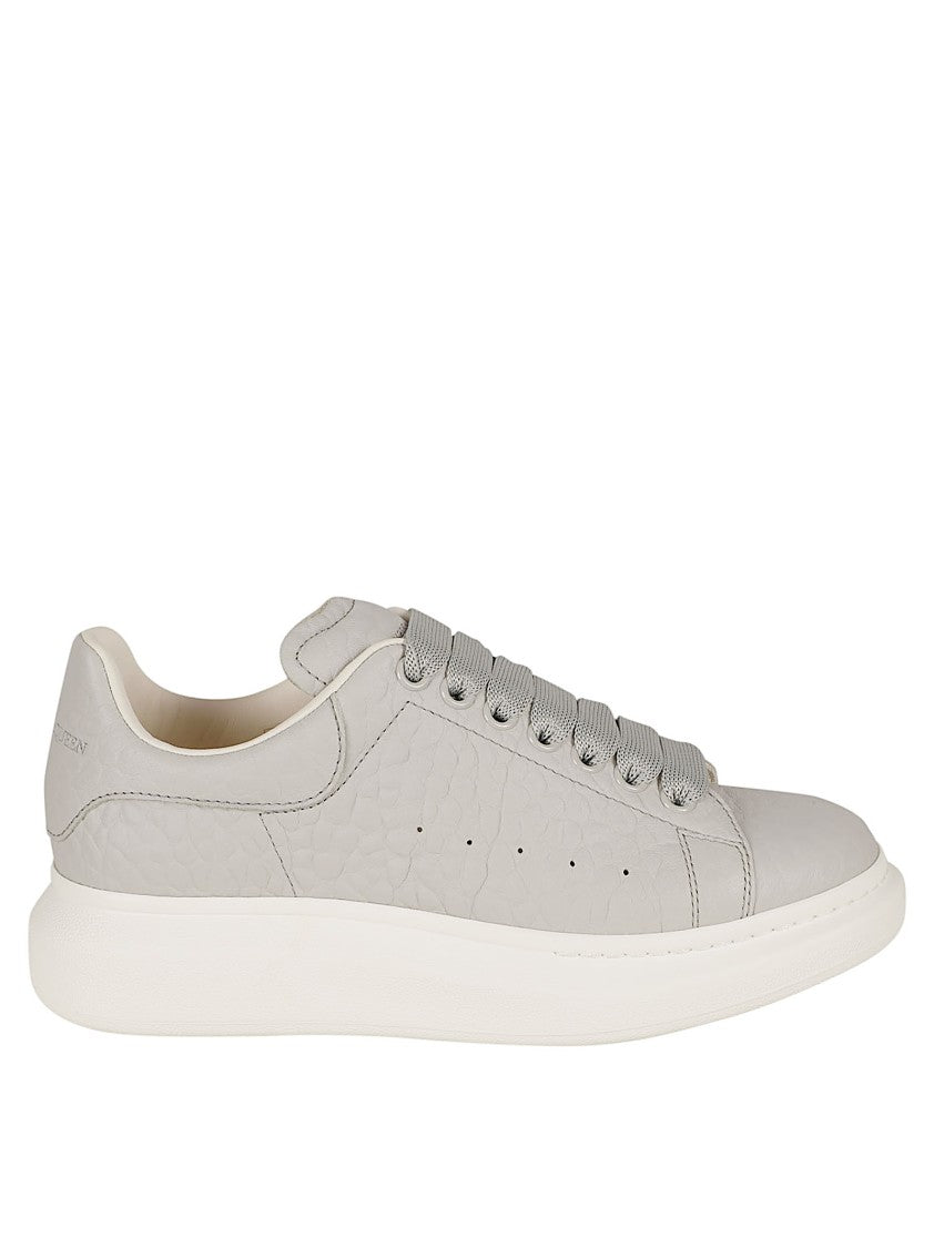 Alexander Mcqueen Cool Grey Dumbo Grain Leather Low-Top Sneakers