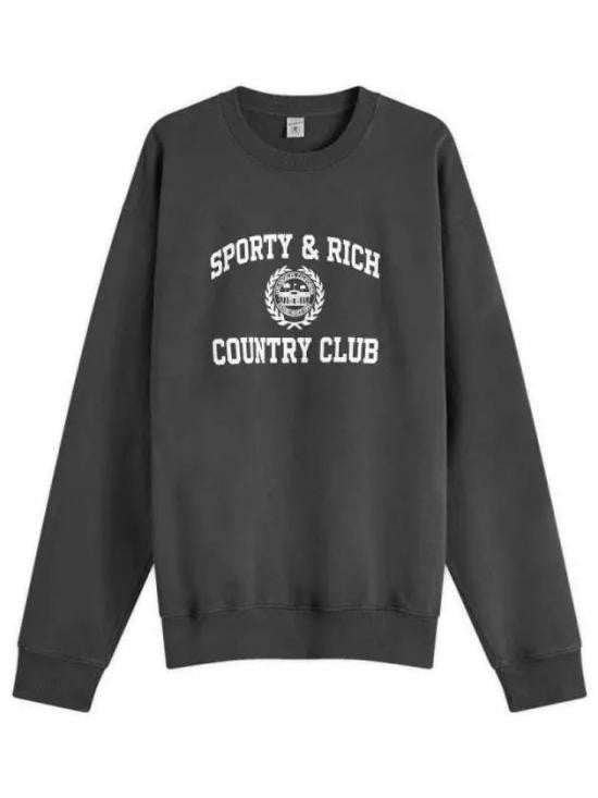 Sporty And Rich Relaxed Fit Black Cotton Long-Sleeve Sweatshirt With Emblem Design