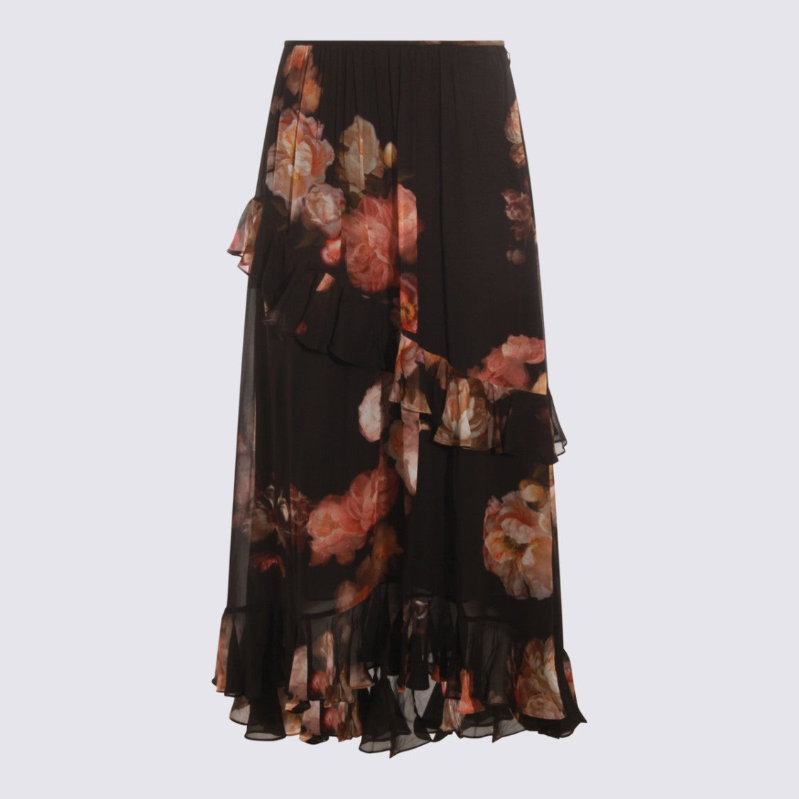 Zimmermann High Waisted Ruffled Skirt With Asymmetric Hem