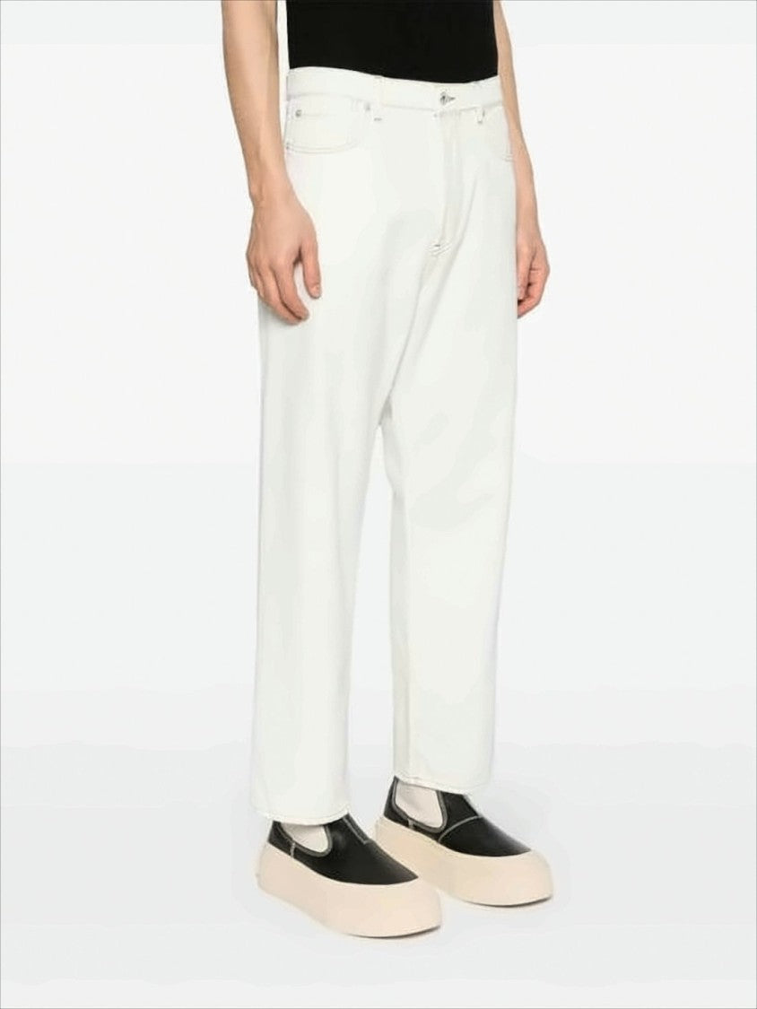 Kenzo White Straight-Leg Pants With Classic Five-Pocket Design