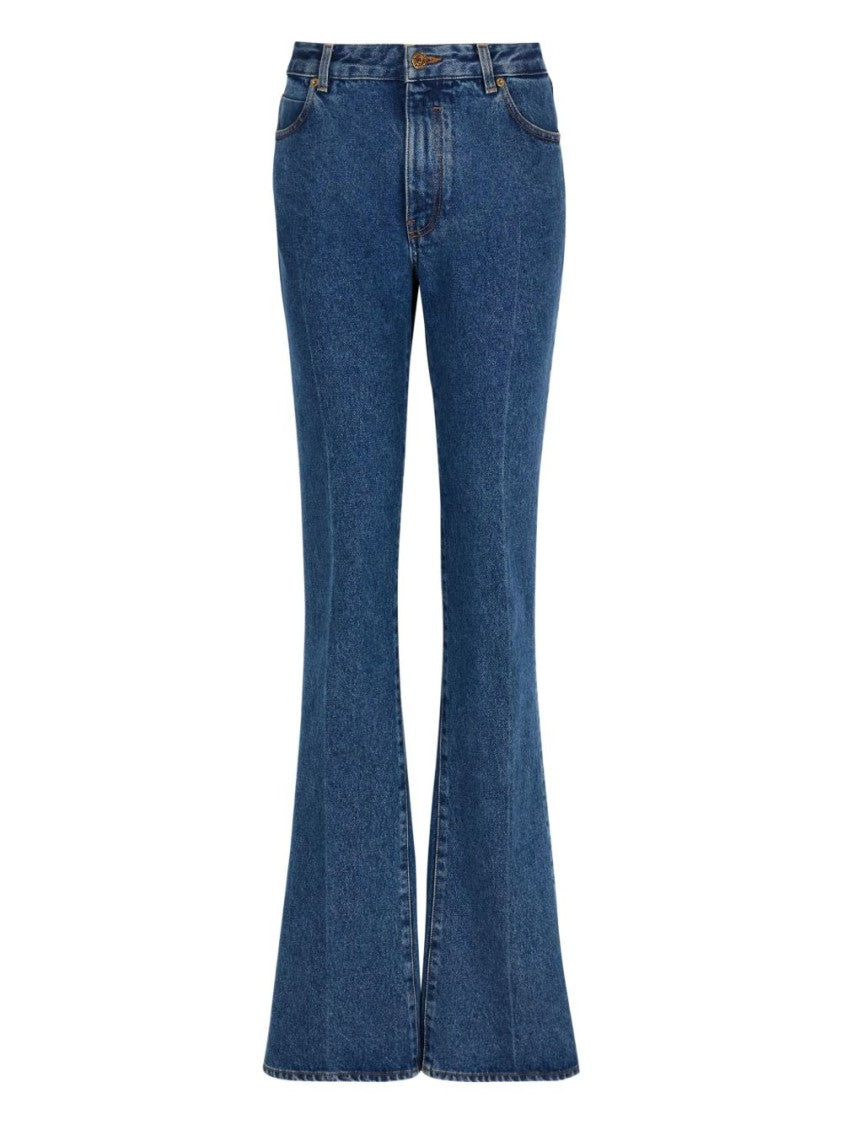 Balmain Medium Blue High-Waisted Bootcut Jeans