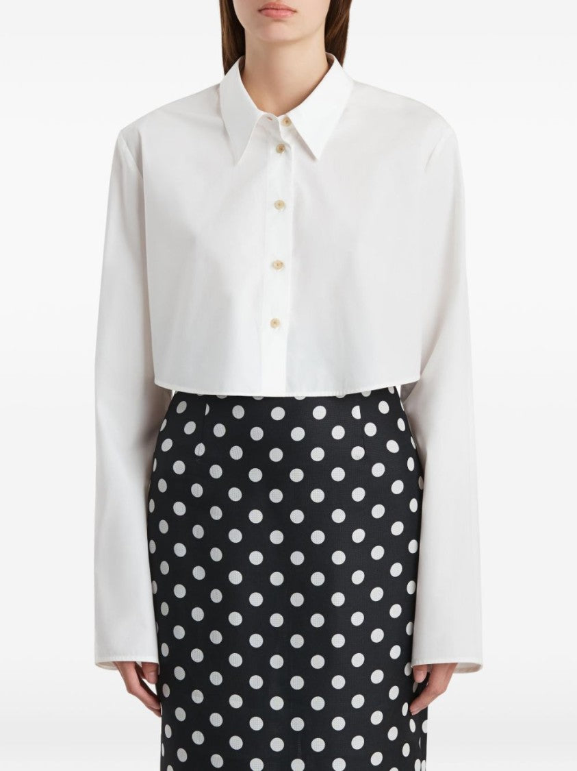 Khaite White Cotton Point Collar Shirt