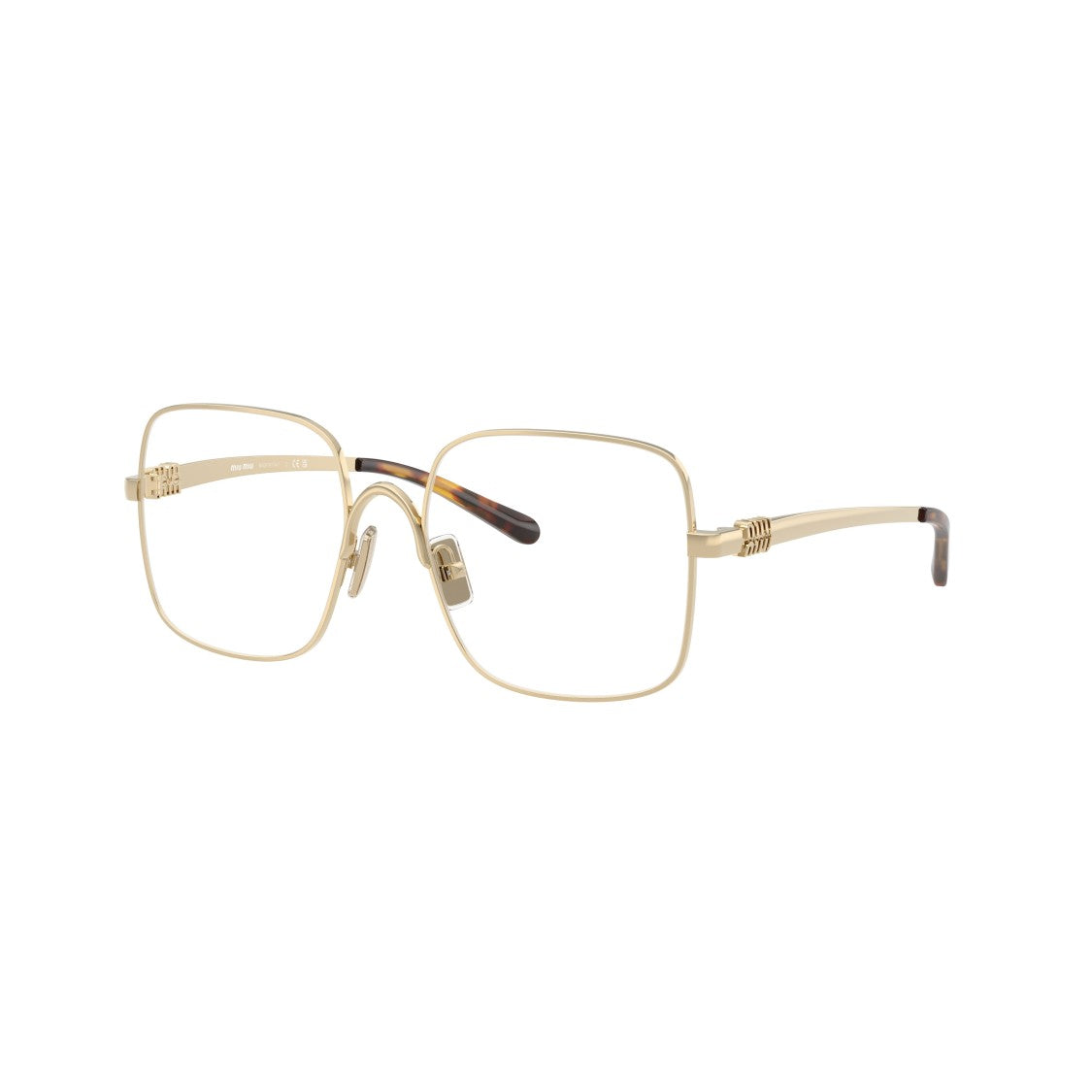 Miu Miu 0Mu 51Yv Square-Frame Gold Metal Sunglasses