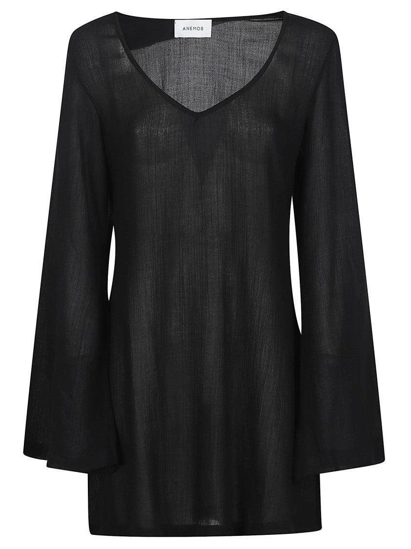 Anemos Black Bell Sleeve V-Neck Tunic