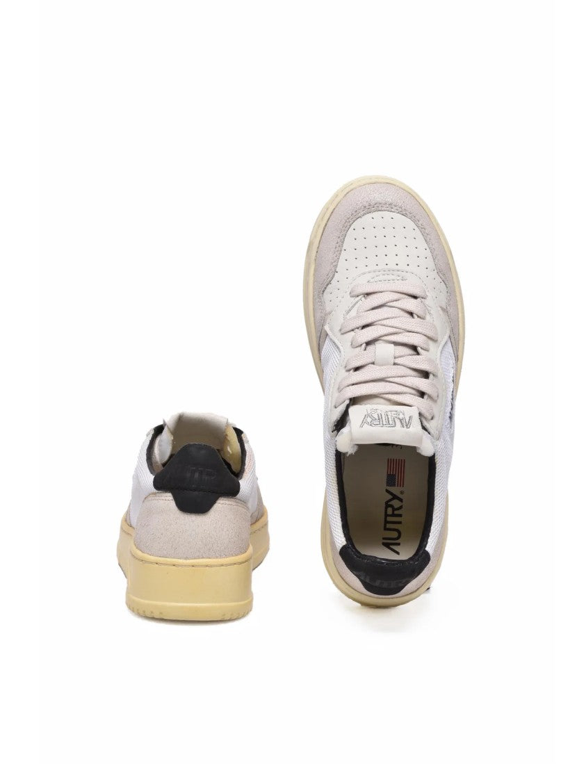 Autry Beige/Black Low-Top Leather Sneakers