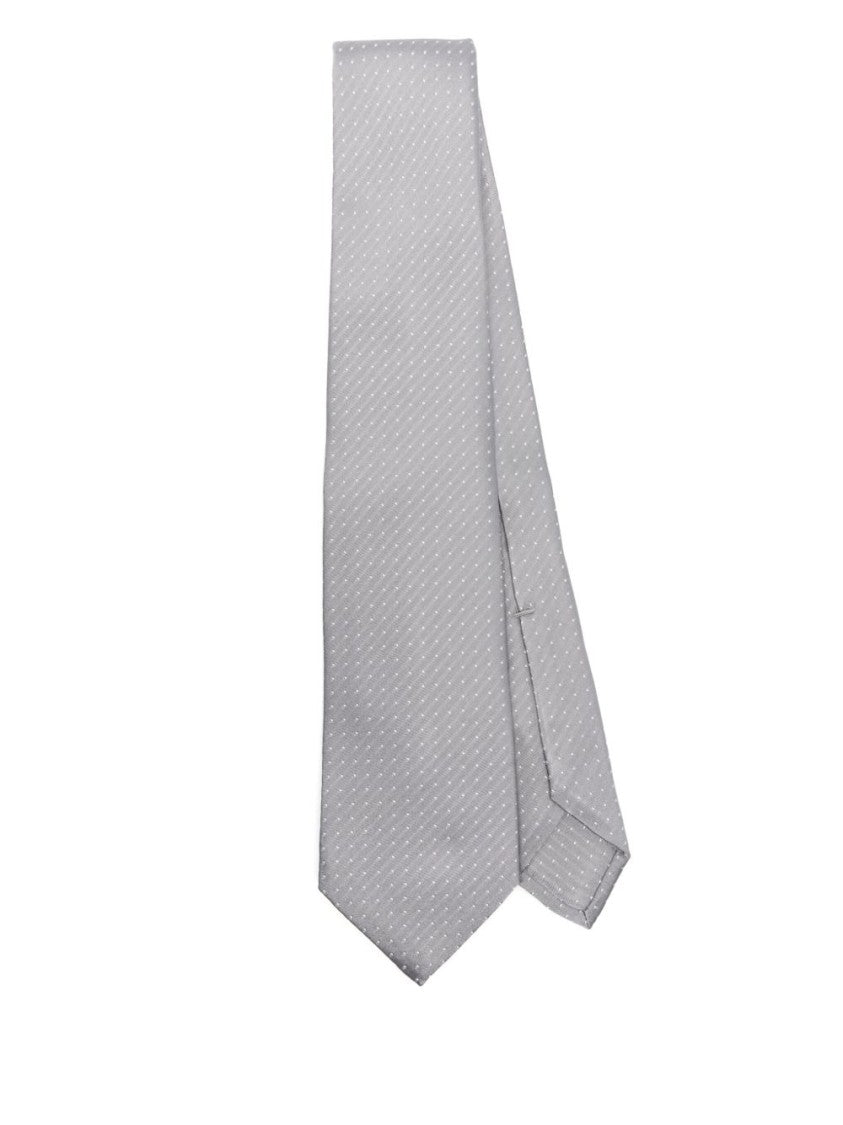 Barba Light Grey Tie With Subtle Dotted Pattern