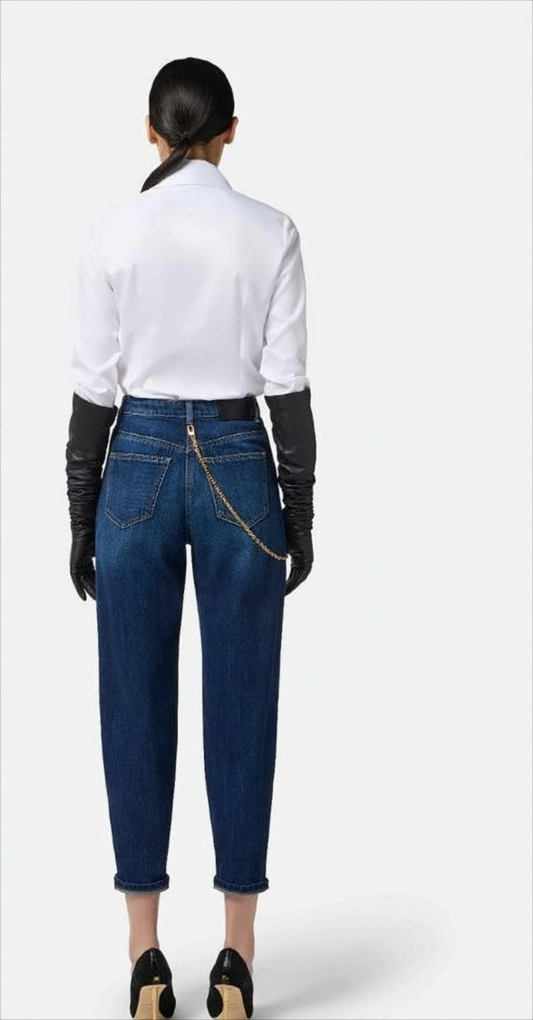 Elisabetta Franchi Crisp Cotton Poplin Shirt With Button-Embellished Collar