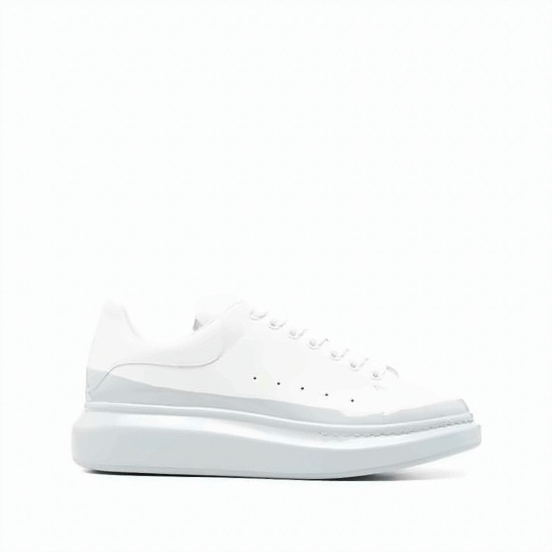 Alexander Mcqueen Minimalist White Calf Leather Sneakers With Elevated Sole