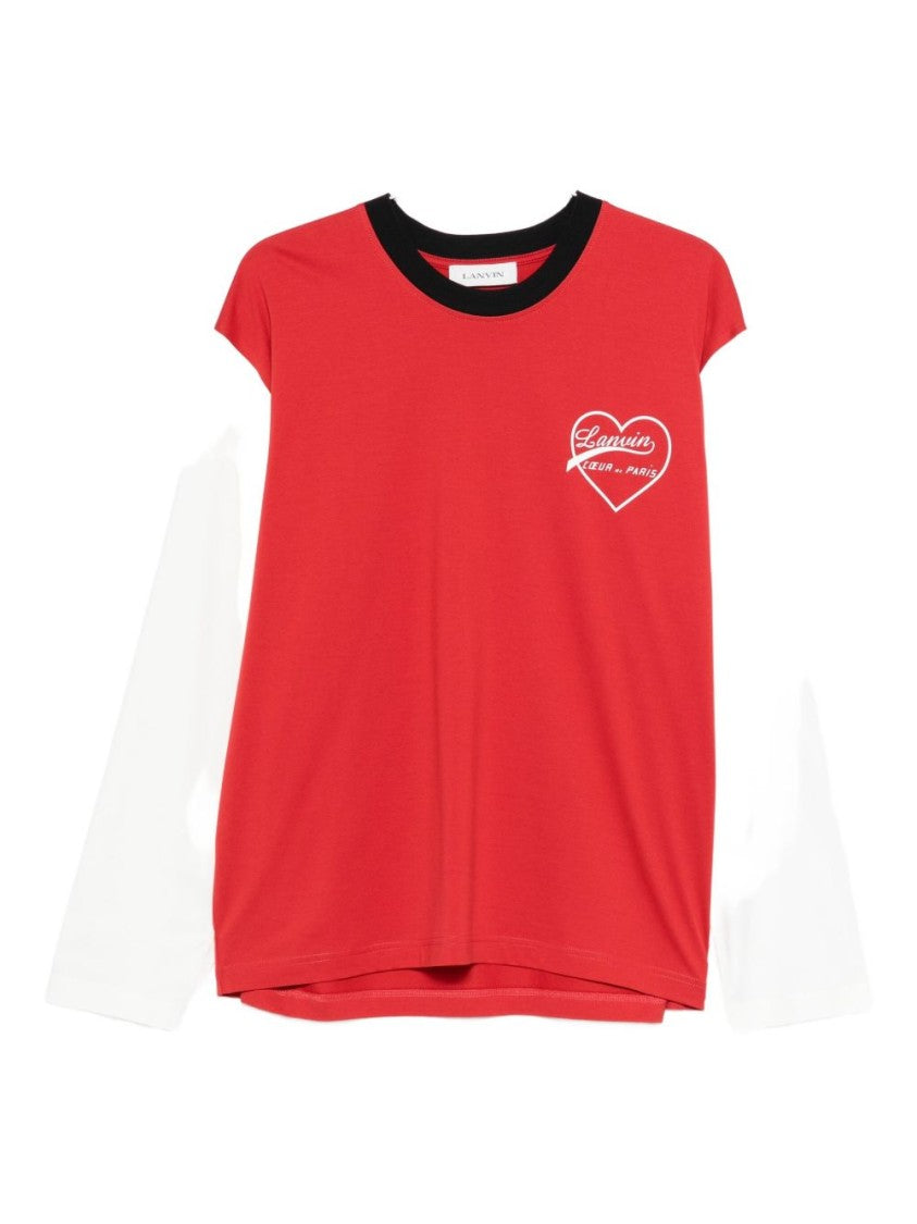 Lanvin Red Heart Logo White Panel T-Shirt