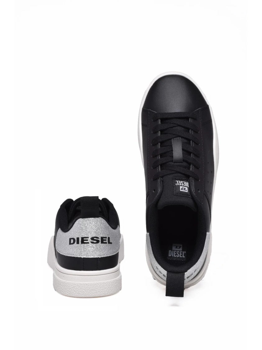 Diesel Black Silver Bold Rubber Sneakers