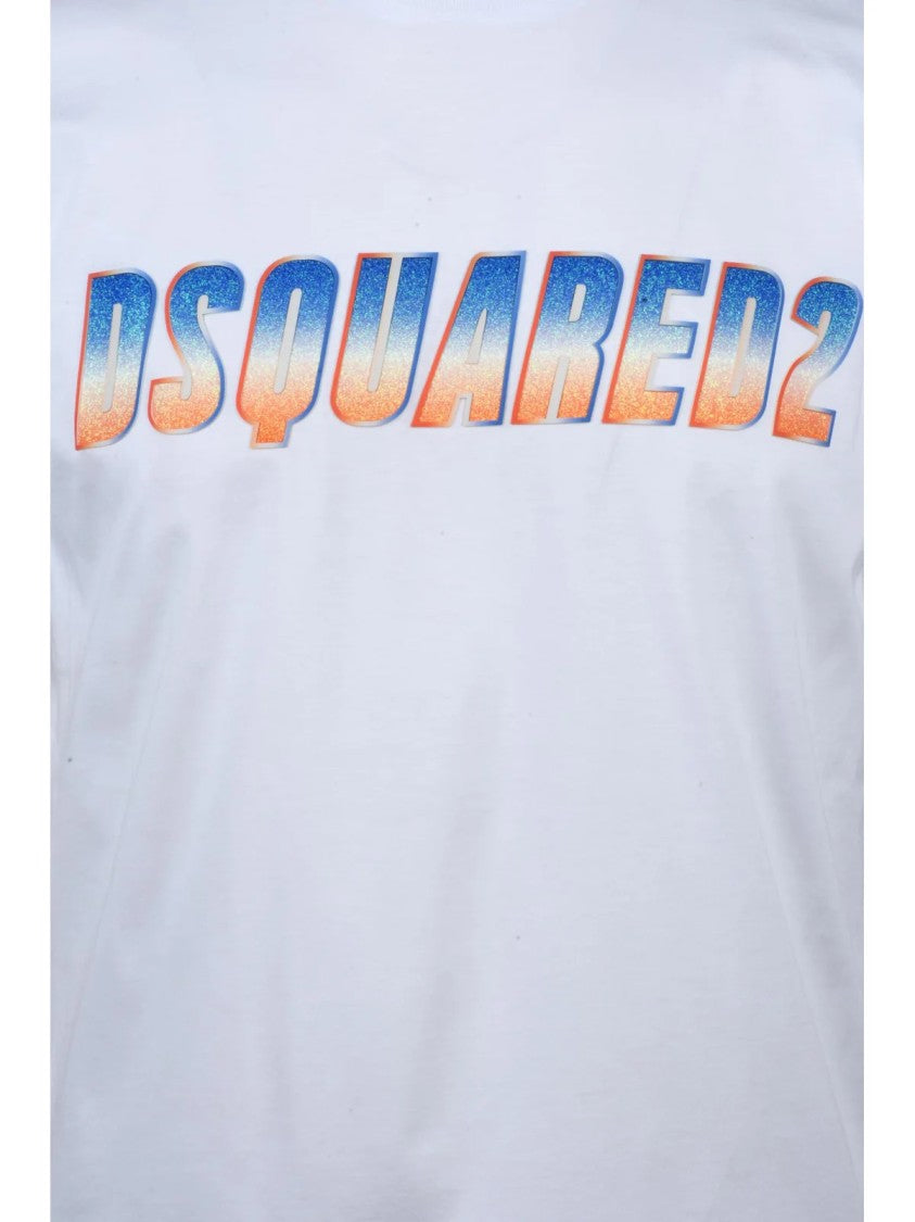 Dsquared2 Cotton T-Shirt With Gradient Logo Print
