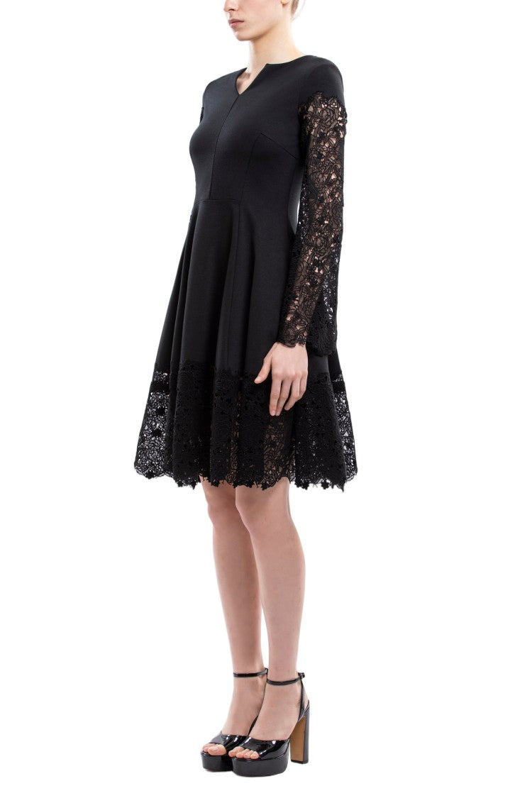 Saiid Kobeisy Jet Black Lace Mini Dress With Intricate Detailing